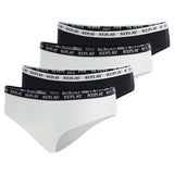 REPLAY Damen Slips, 4er Pack - Slip, Logobund, Baumwollmischung