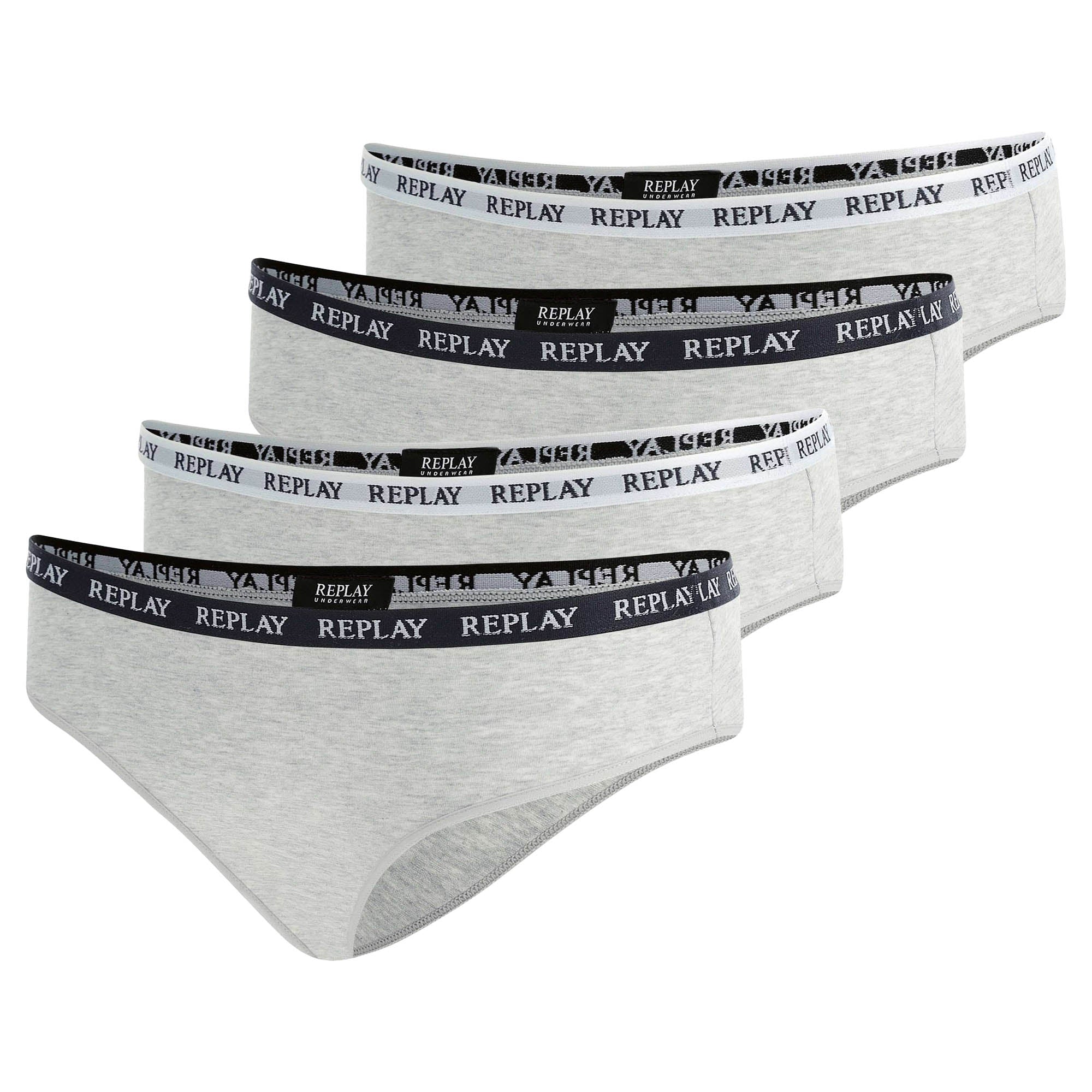 REPLAY Damen Slips, 4er Pack - Slip, Logobund, Baumwollmischung