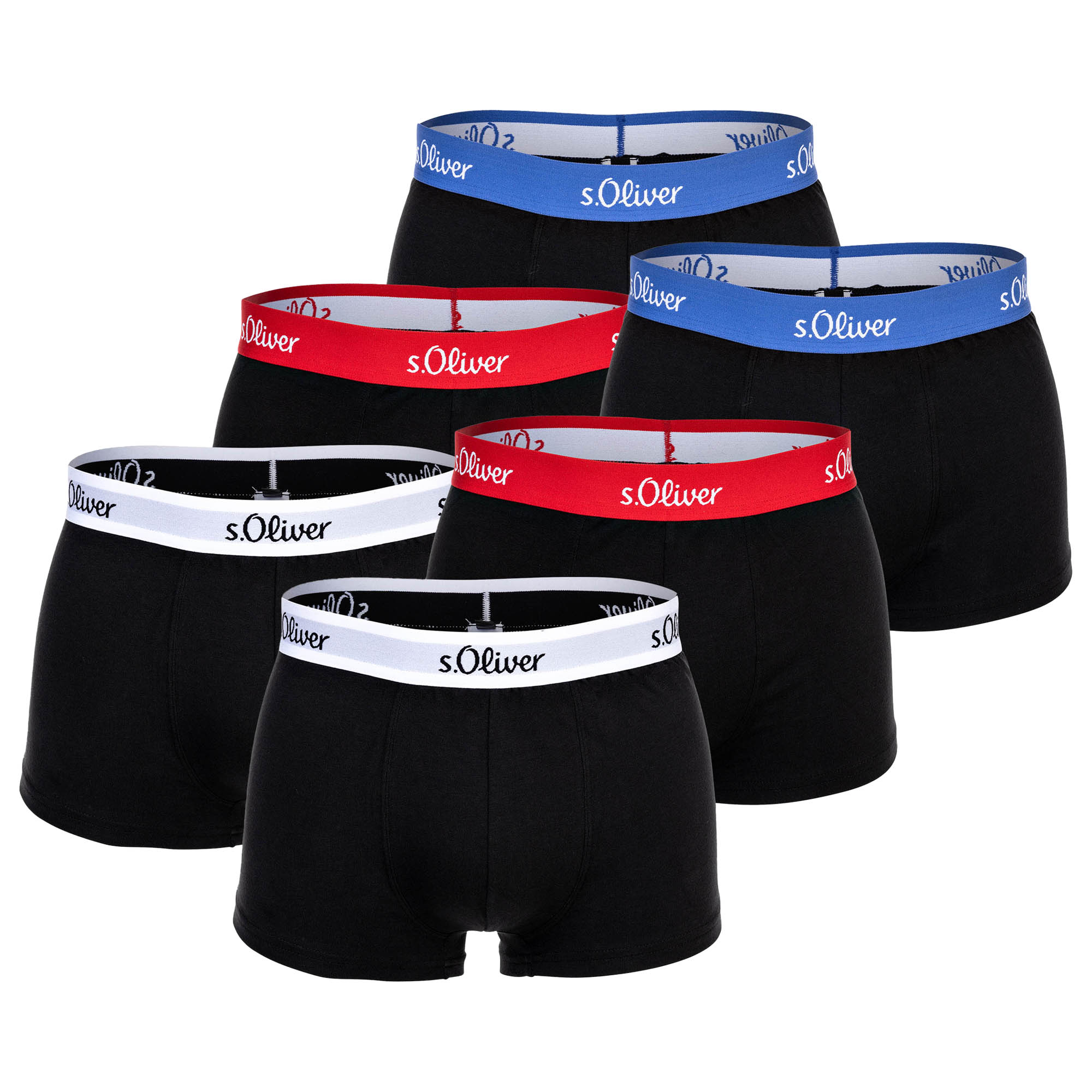 s.Oliver Herren Boxershorts, 6er Pack - Trunks, Hipsters, Baumwoll-Stretch