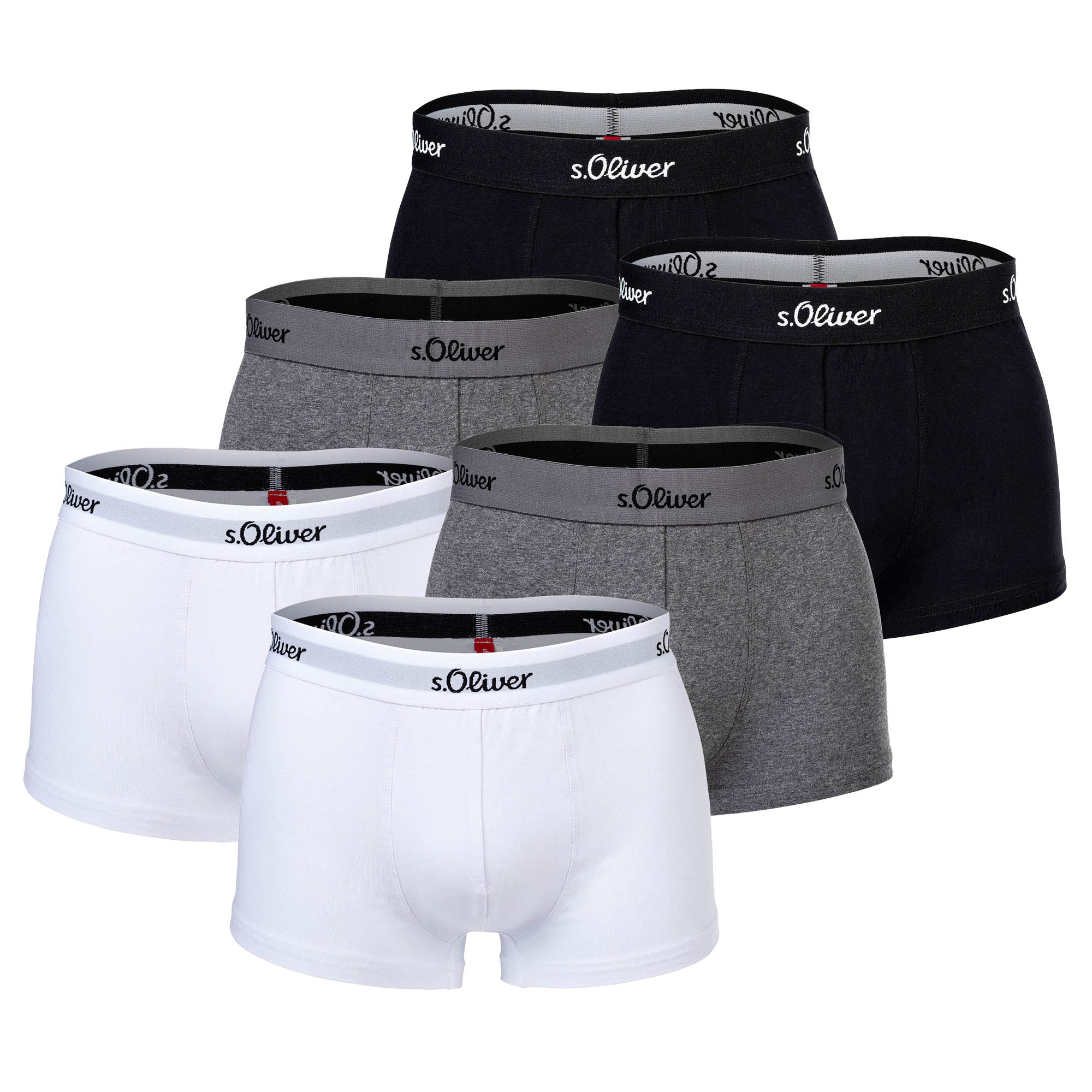 s.Oliver Herren Boxershorts, 6er Pack - Trunks, Hipsters, Baumwoll-Stretch