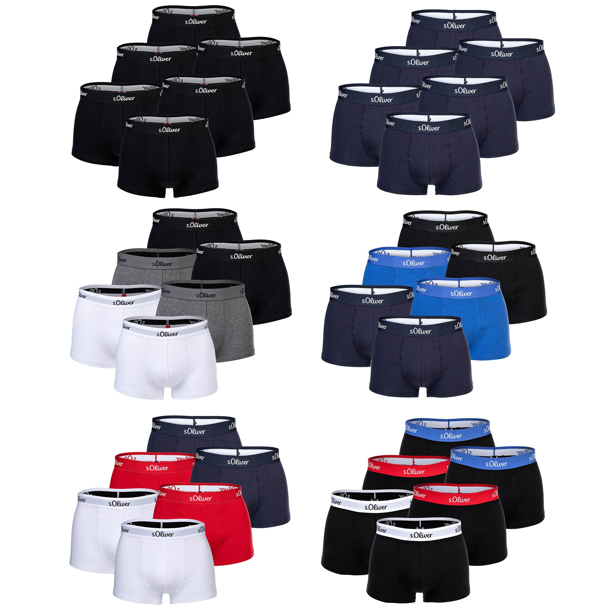 s.Oliver Herren Boxershorts, 6er Pack - Trunks, Hipsters, Baumwoll-Stretch