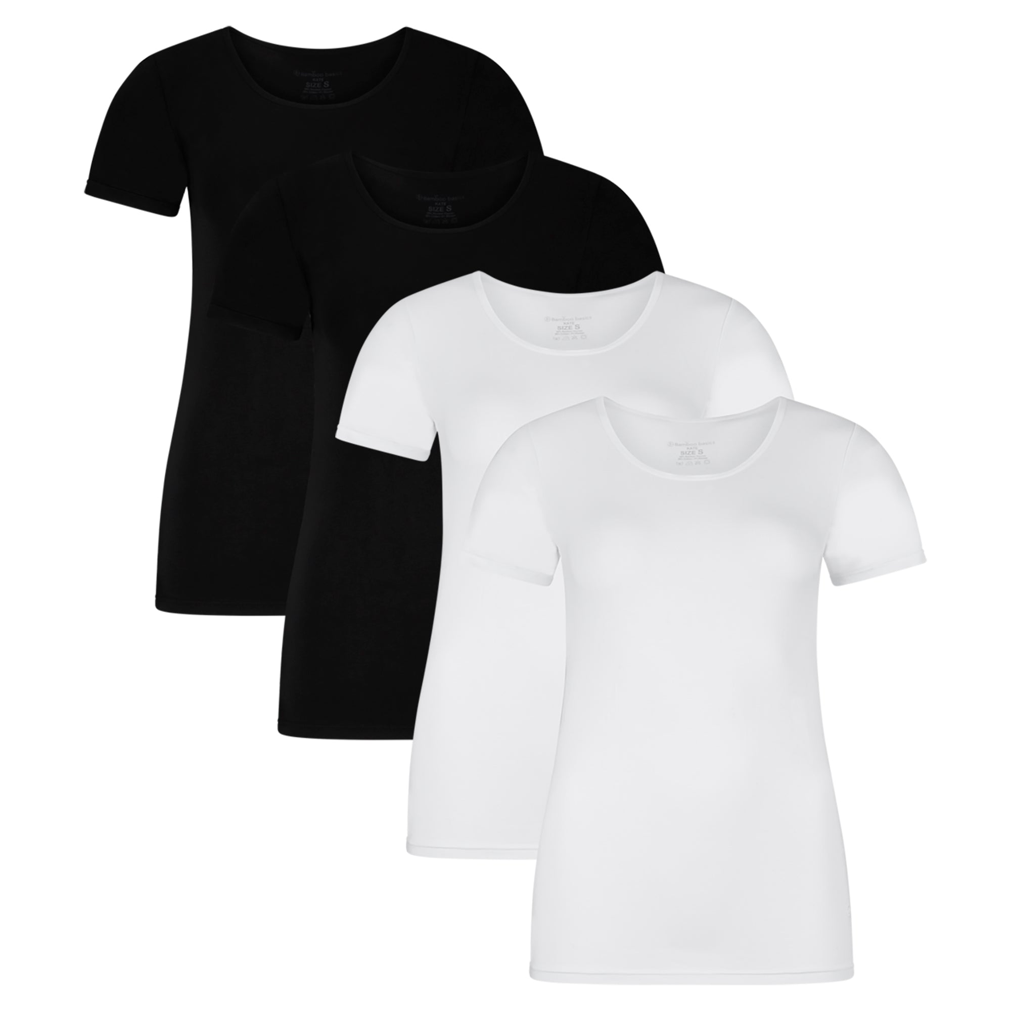 Bamboo basics Damen T-Shirt KATE, 4er Pack - Unterhemd, Rundhals, Single Jersey