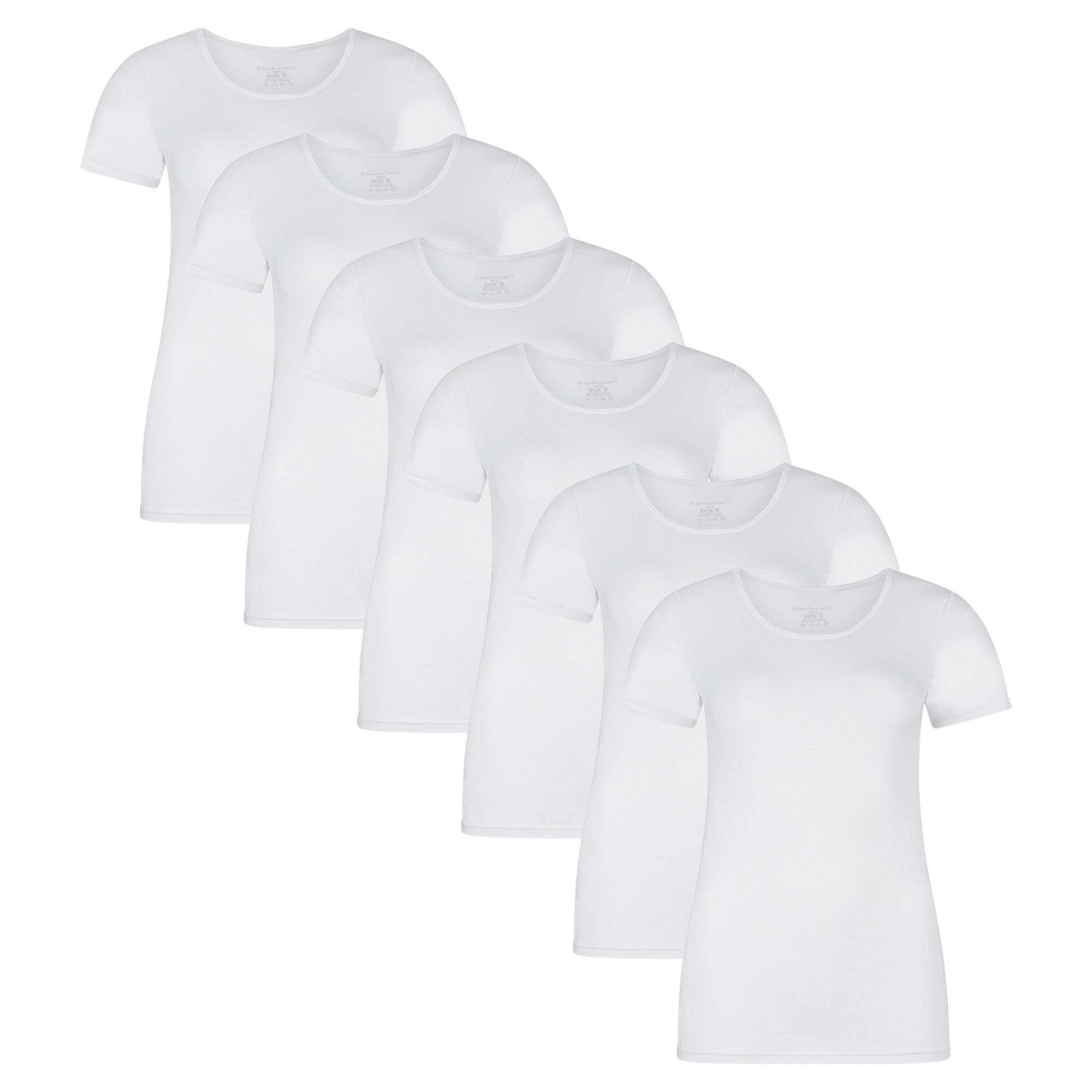 Bamboo basics Damen T-Shirt KATE, 6er Pack - Unterhemd, Rundhals, Single Jersey