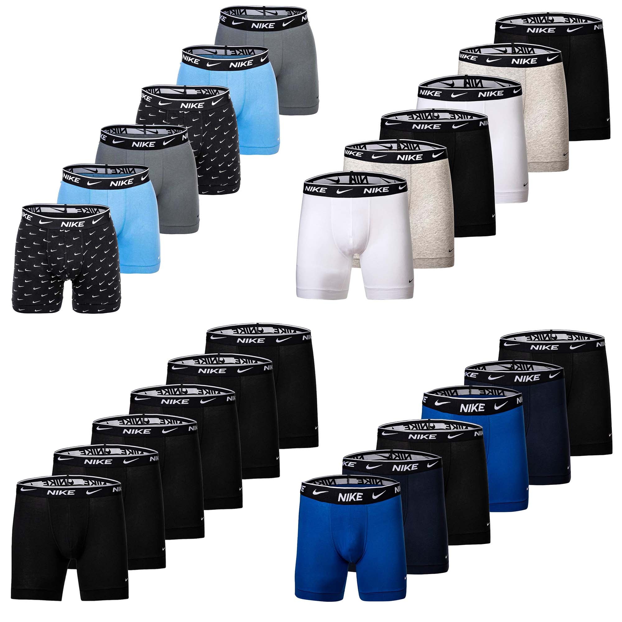 NIKE Herren Boxer Shorts, 6er Pack - Boxers, Cotton Stretch, einfarbig