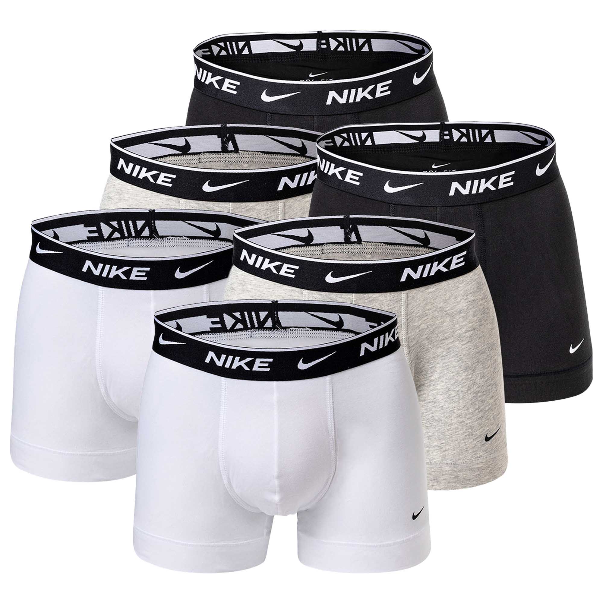 NIKE Herren Boxer Shorts, 6er Pack - Trunks, Logobund, Cotton Stretch