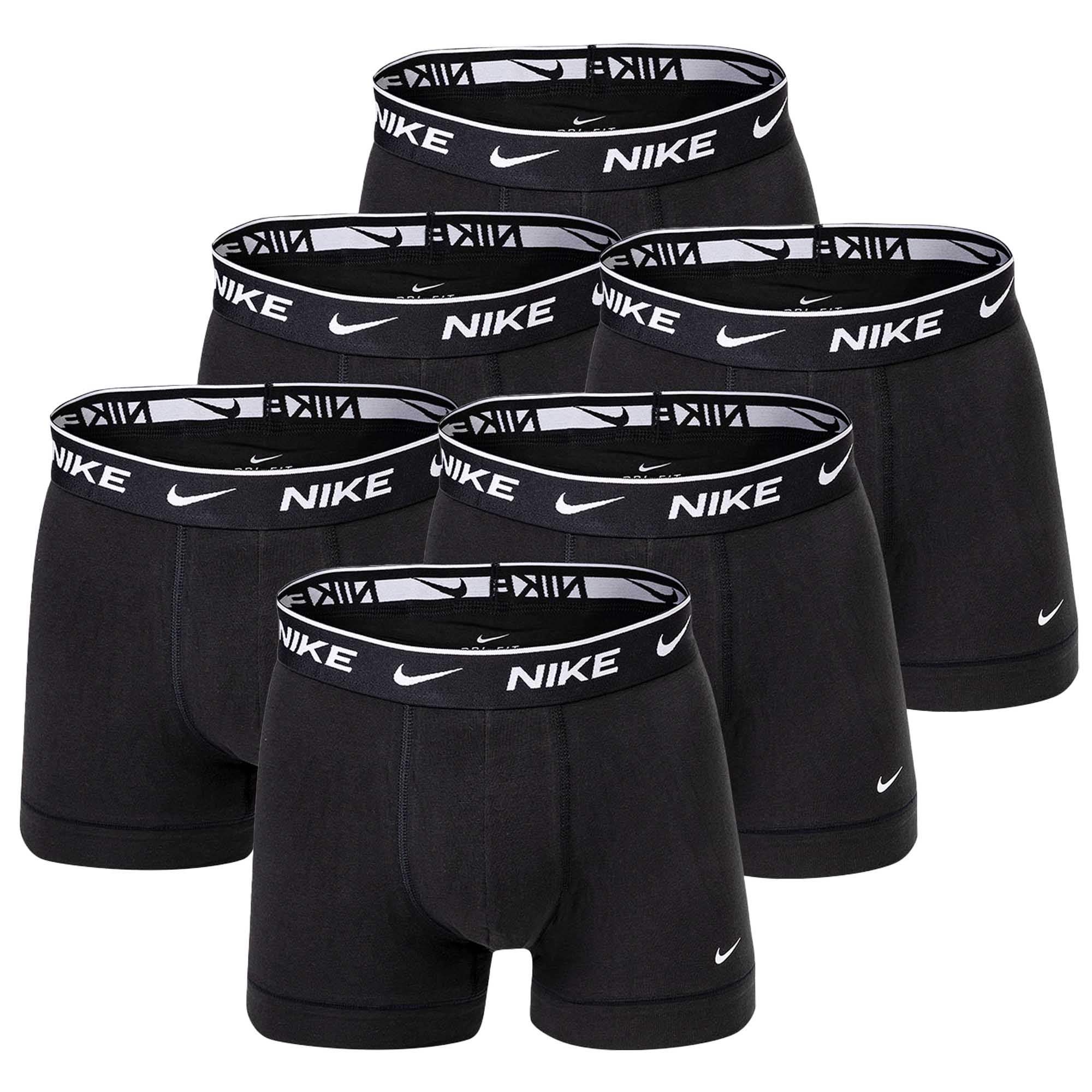 NIKE Herren Boxer Shorts, 6er Pack - Trunks, Logobund, Cotton Stretch