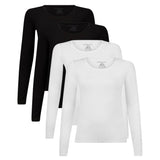 Bamboo basics Damen T-Shirt, 4er Pack - LARA Longsleeve, Unterhemd, Rundhals, uni