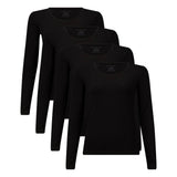 Bamboo basics Damen T-Shirt, 4er Pack - LARA Longsleeve, Unterhemd, Rundhals, uni