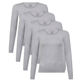 Bamboo basics Damen T-Shirt, 4er Pack - LARA Longsleeve, Unterhemd, Rundhals, uni