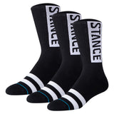 STANCE Unisex Socken, 3er Pack - OG Crew, Logo, Crew Socken mit Streifen
