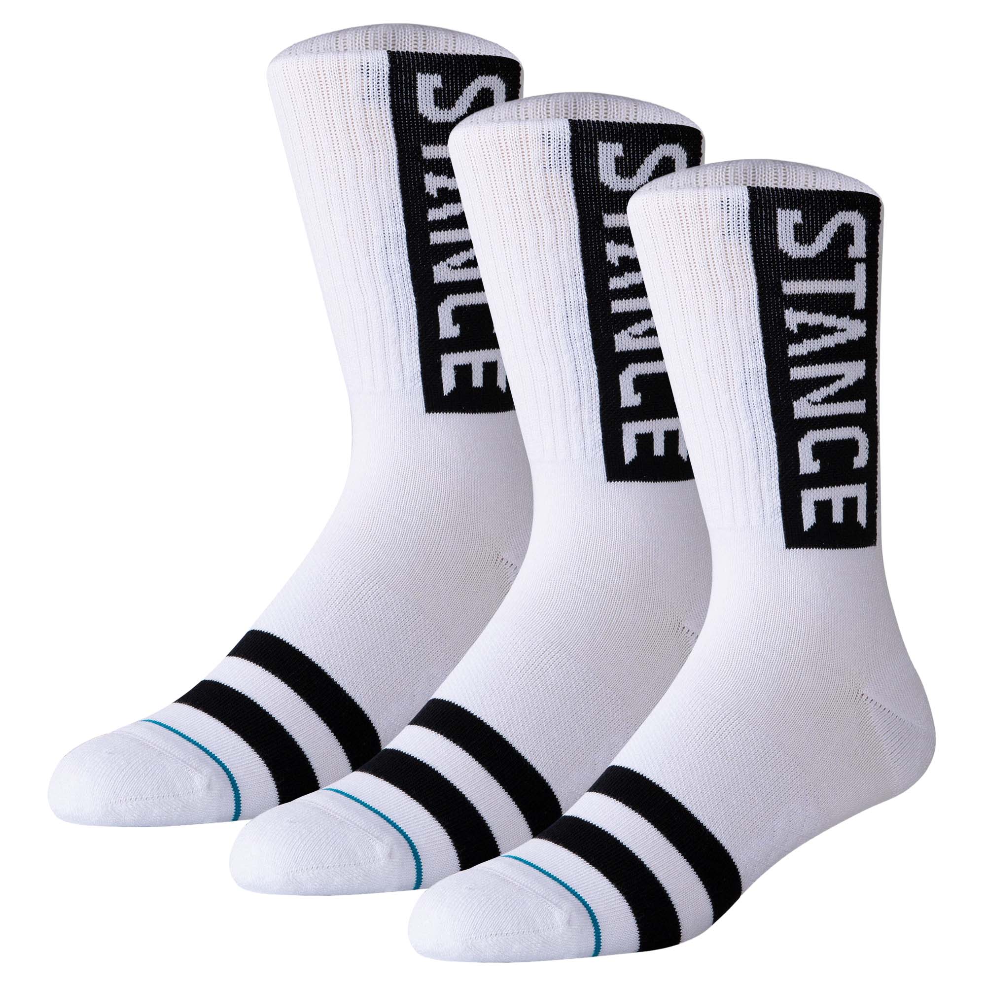 STANCE Unisex Socken, 3er Pack - OG Crew, Logo, Crew Socken mit Streifen