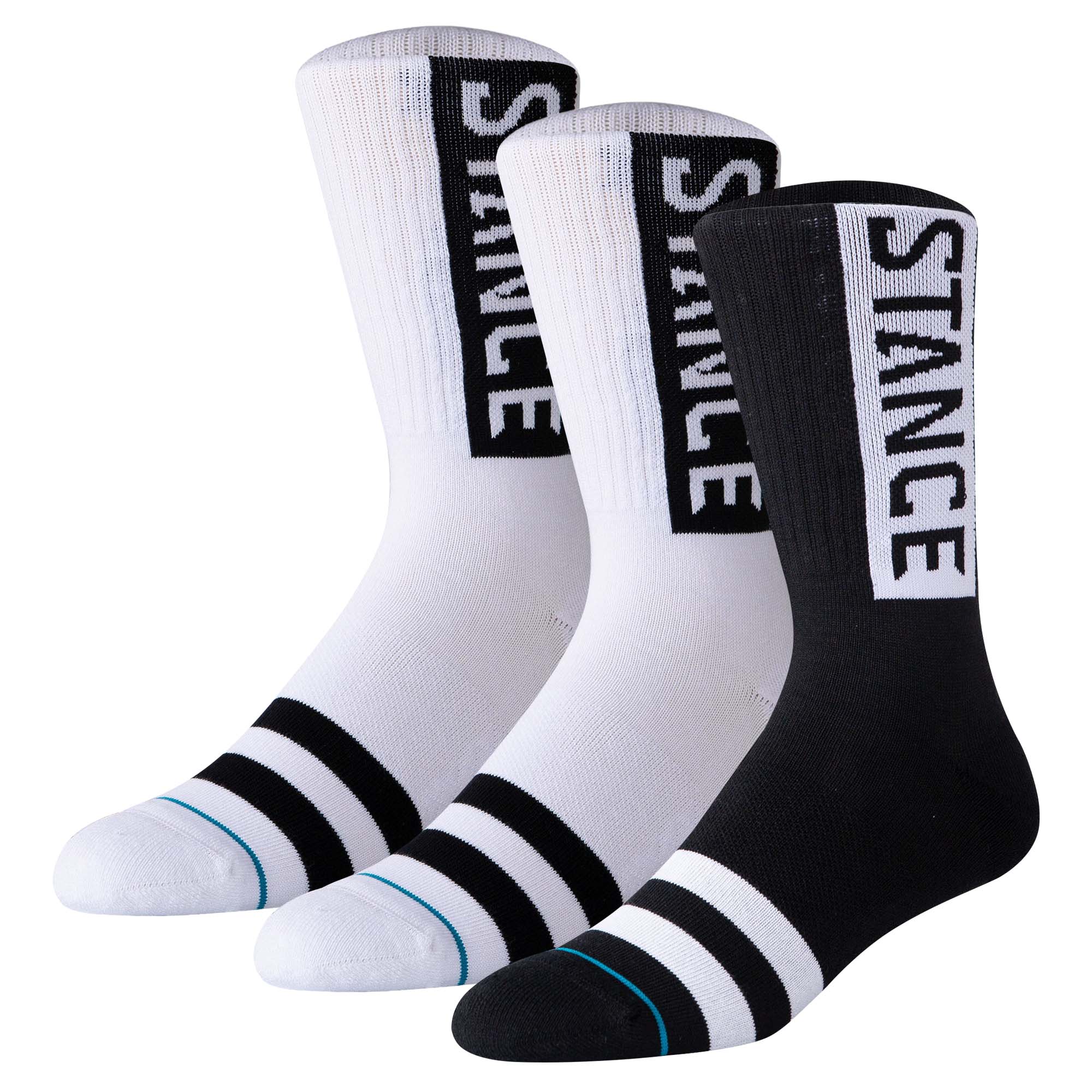 STANCE Unisex Socken, 3er Pack - OG Crew, Logo, Crew Socken mit Streifen