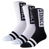 STANCE Unisex Socken, 3er Pack - OG Crew, Logo, Crew Socken mit Streifen