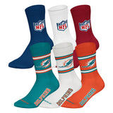 NFL Unisex Socken, 6er Pack - NFL Teams, 6Pack Crew Socks, Football, Logo, Baumwollmischung