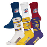 NFL Unisex Socken, 6er Pack - NFL Teams, 6Pack Crew Socks, Football, Logo, Baumwollmischung