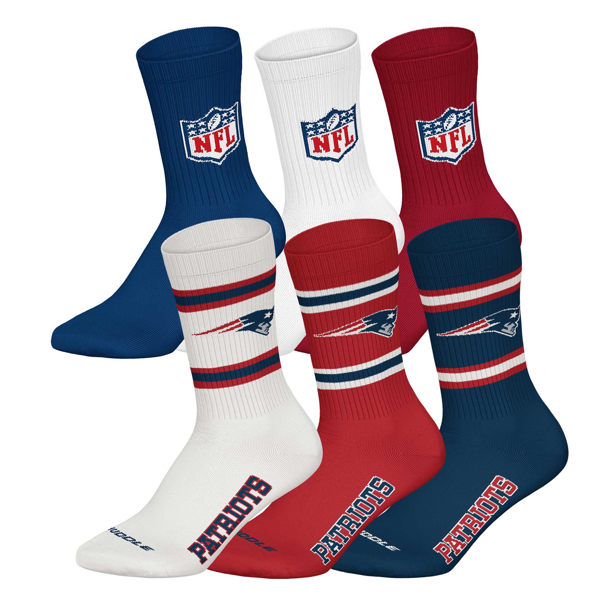 NFL Unisex Socken, 6er Pack - NFL Teams, 6Pack Crew Socks, Football, Logo, Baumwollmischung
