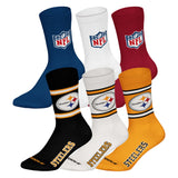 NFL Unisex Socken, 6er Pack - NFL Teams, 6Pack Crew Socks, Football, Logo, Baumwollmischung