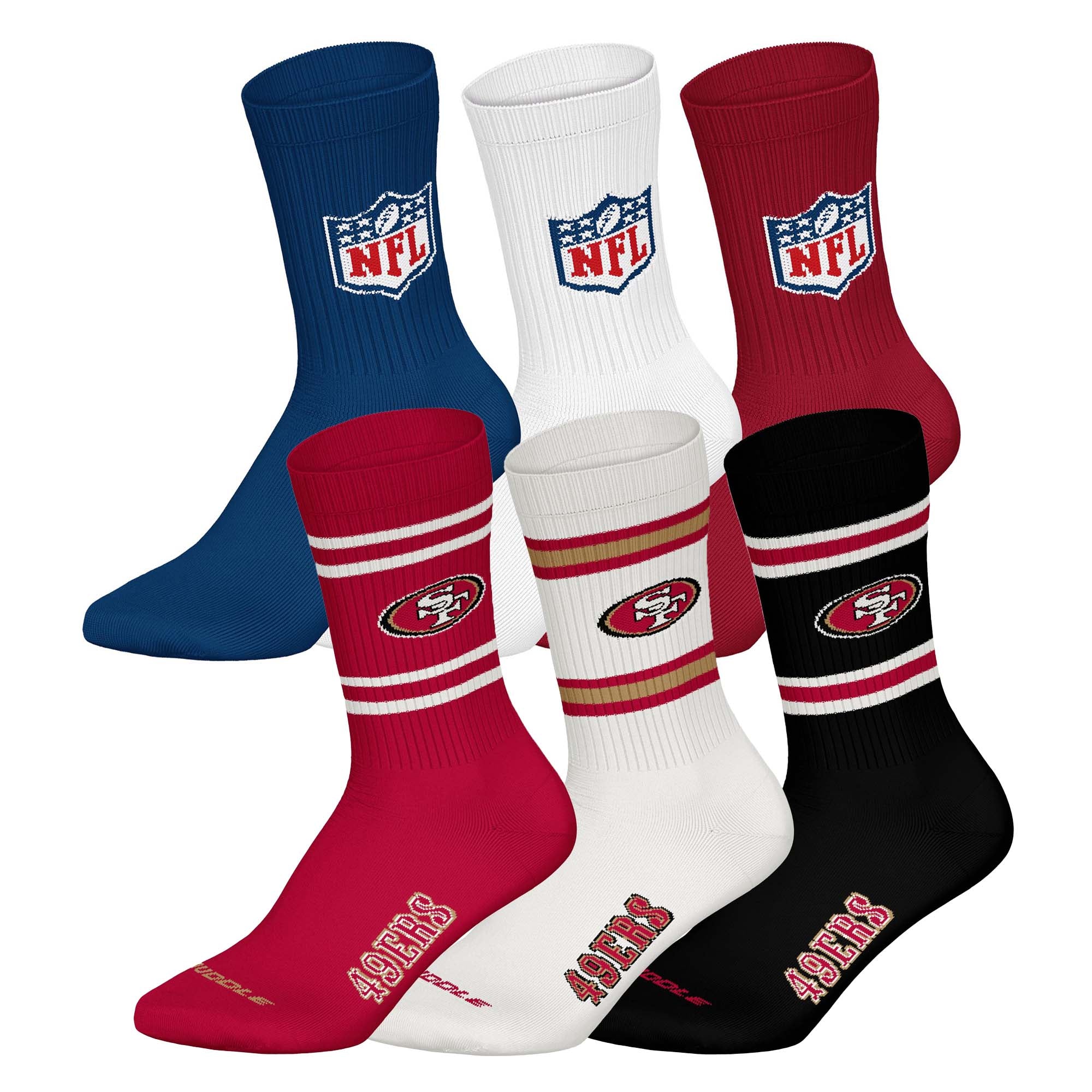 NFL Unisex Socken, 6er Pack - NFL Teams, 6Pack Crew Socks, Football, Logo, Baumwollmischung