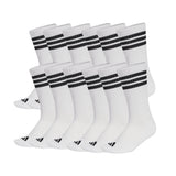 adidas Unisex Socks, 12-pack - 3-Stripes Essentials Cushioned Crew, Logo, Stripe, Cushioned