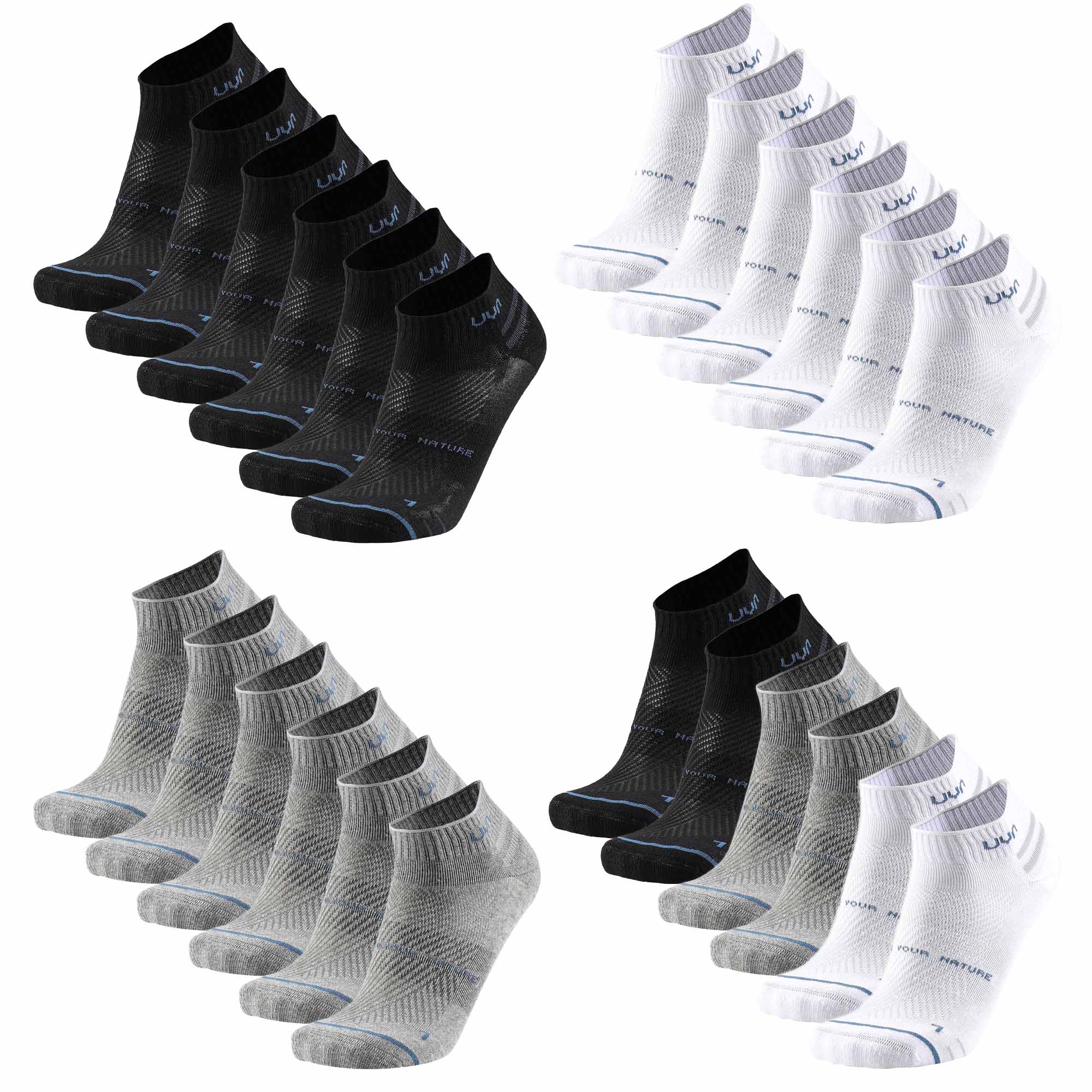 UYN Unisex Sneakersocken, 6er Pack - Everyday Low Cut Socks, Logo, einfarbig