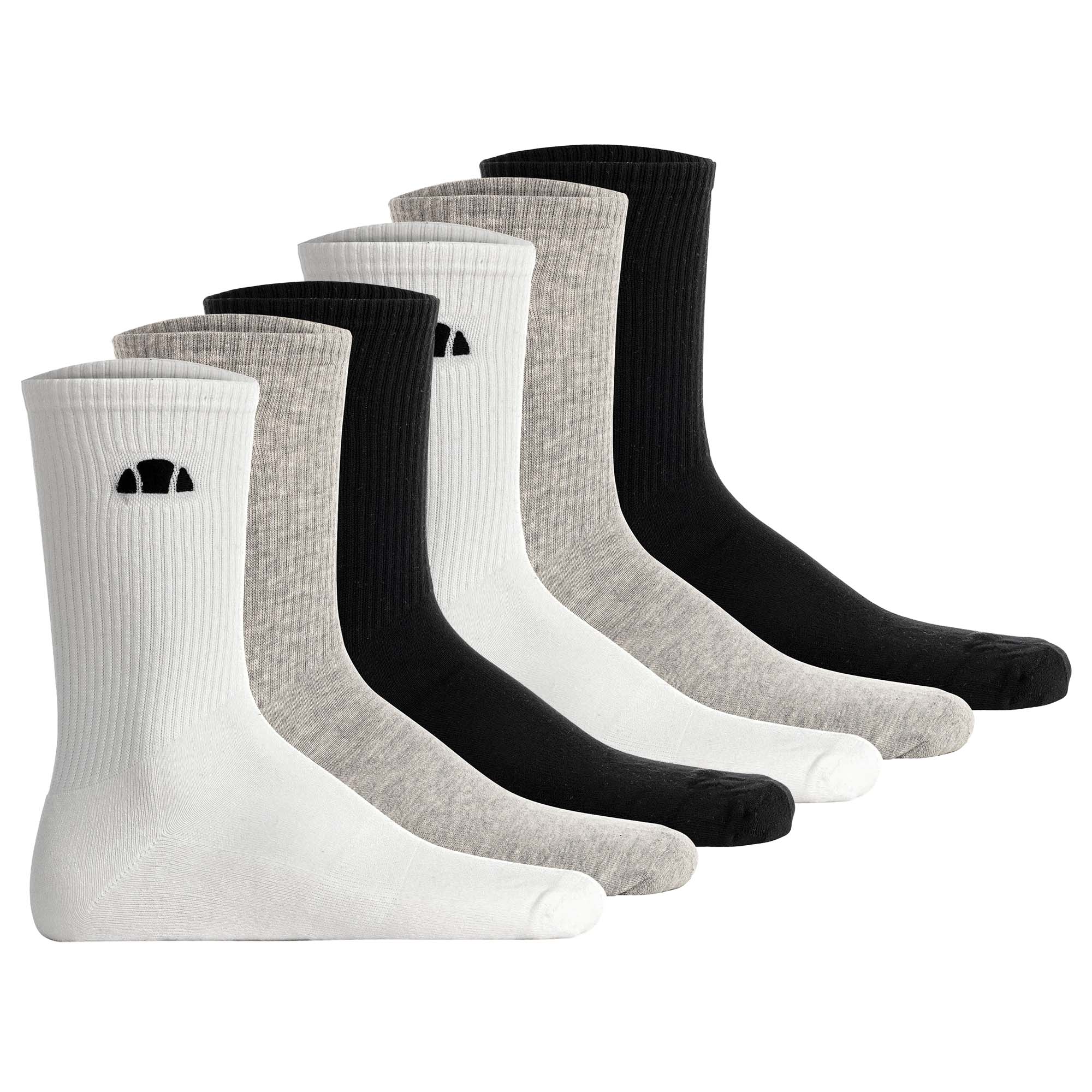 ellesse Unisex Socken, 6er Pack - ALACRE, Crew Socken, Logo, einfarbig