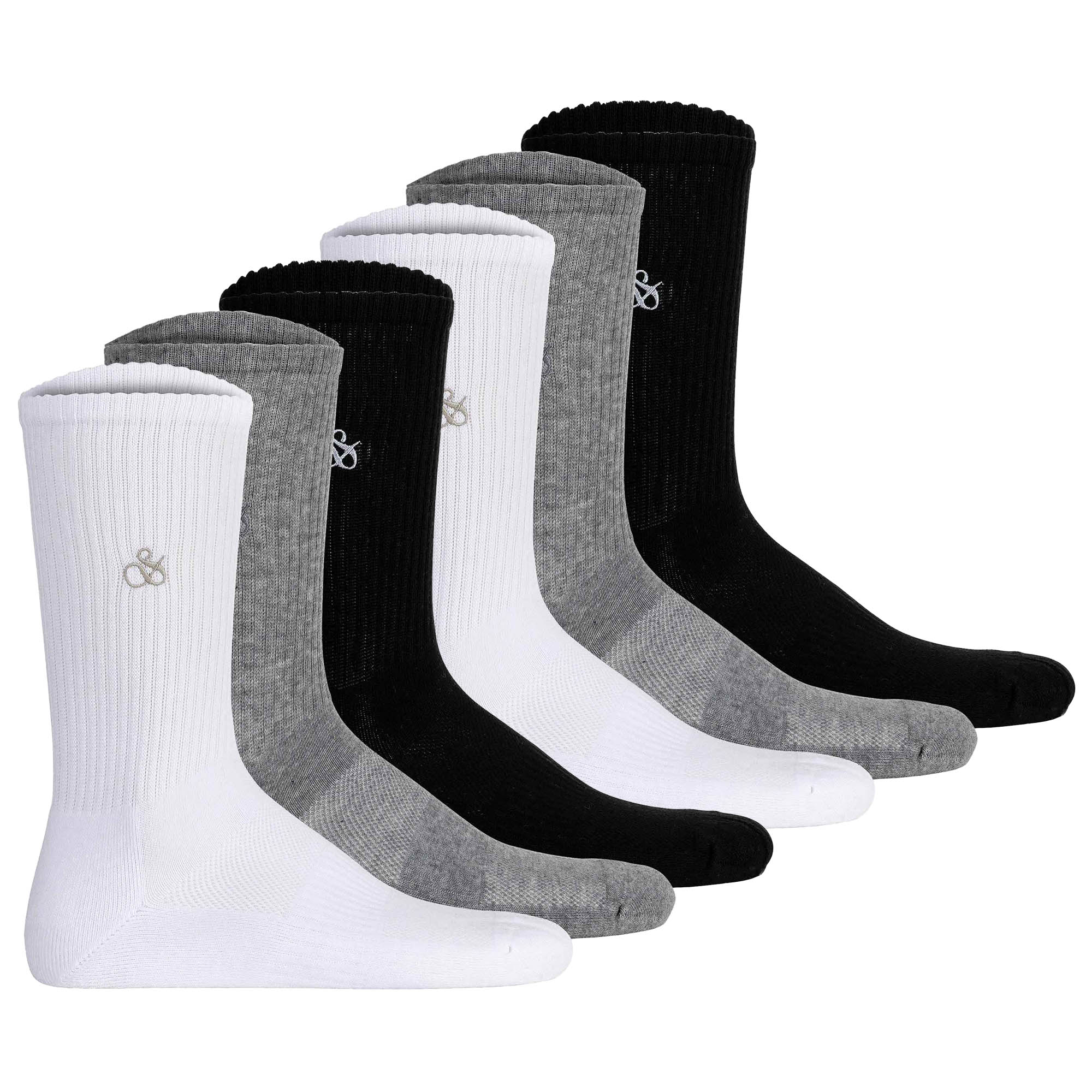 SCOTCH&SODA Men's socks, 6-pack - 1/2 Terry Cotton Crew, One Size, solid colour