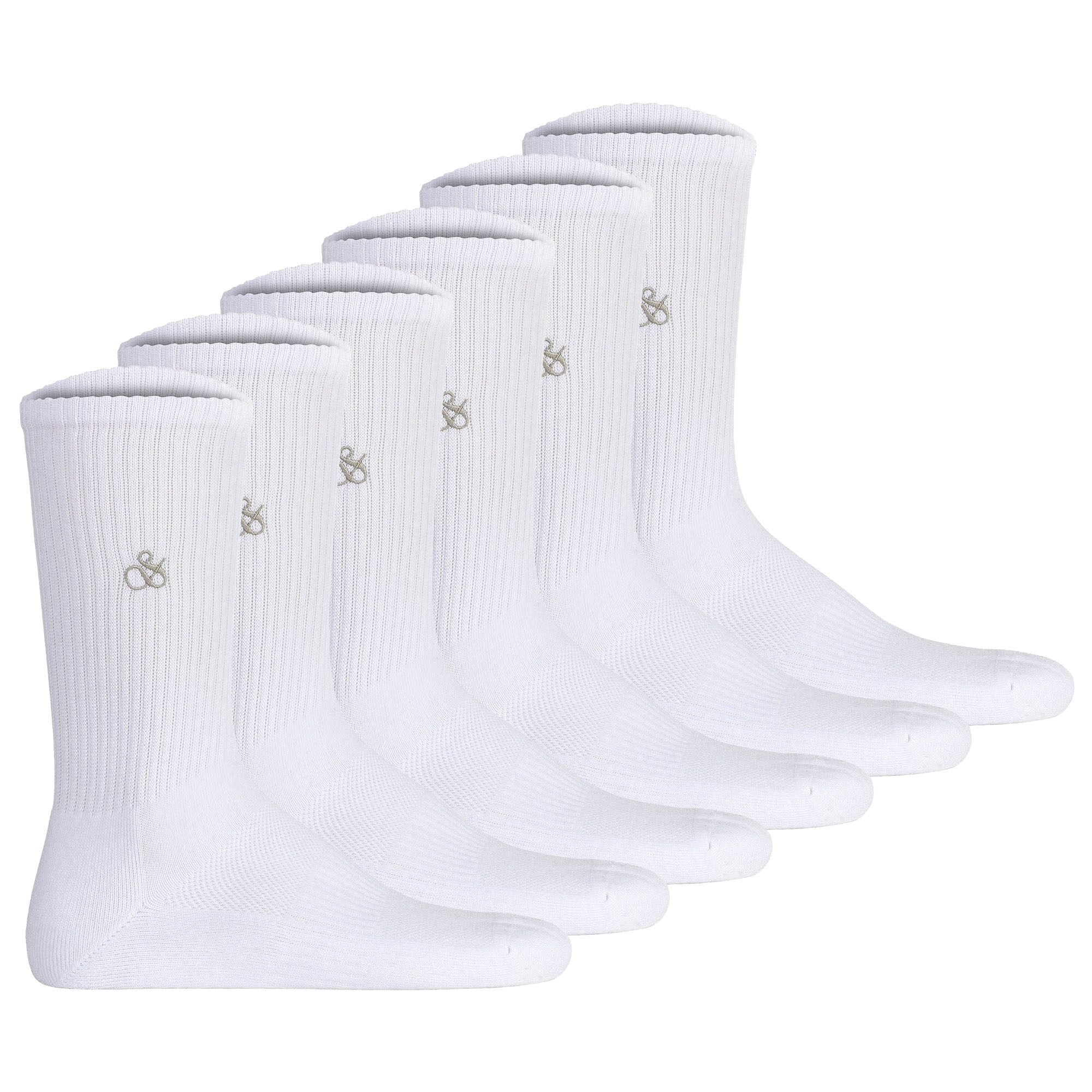 SCOTCH&SODA Herren Socken, 6er Pack - 1/2 Terry Cotton Crew, One Size, einfarbig