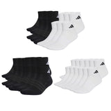 adidas Unisex Quarter Socken, 12er Pack - Cushioned Essentials Ankle Socks, Logo, gepolstert, einfarbig