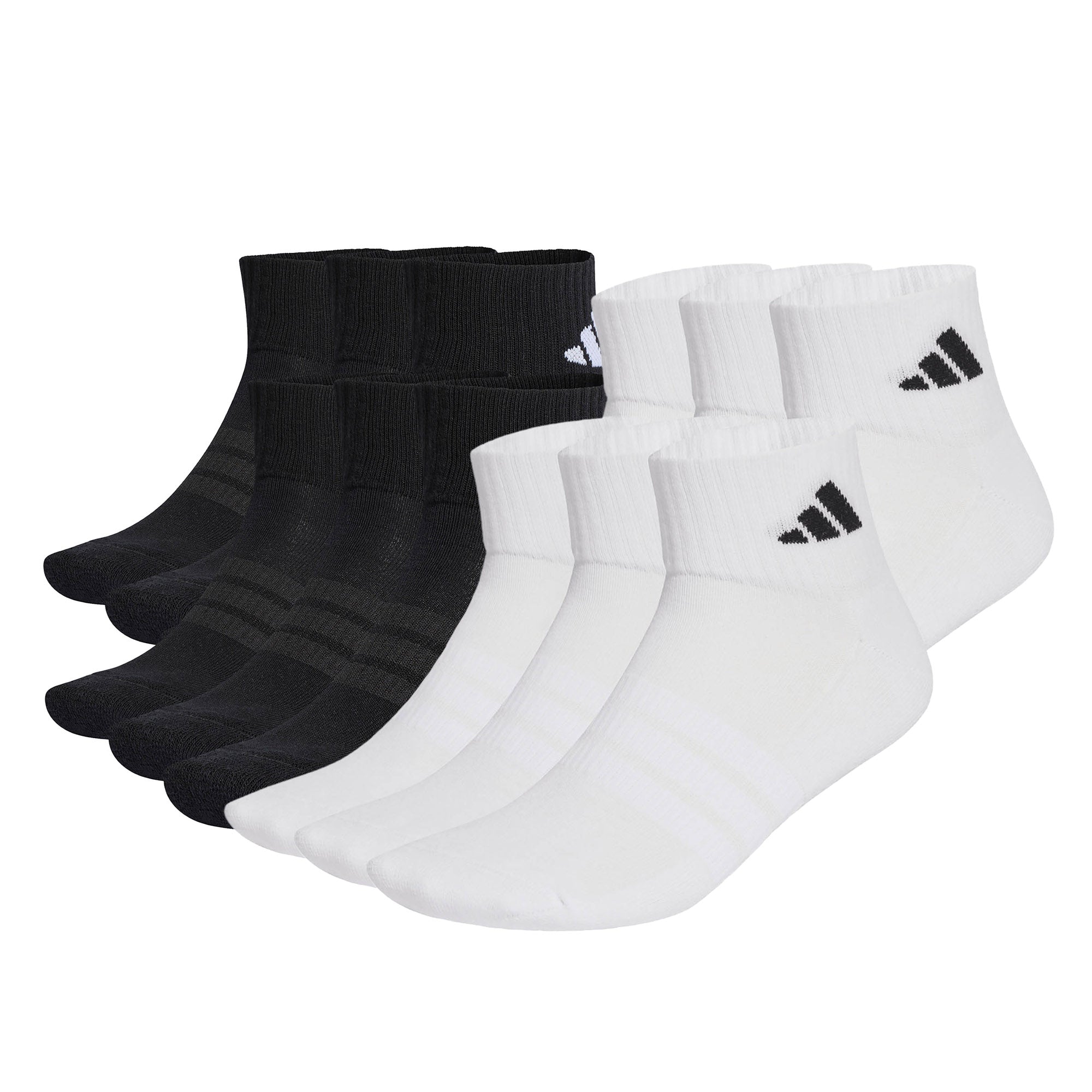 adidas Unisex Quarter Socken, 12er Pack - Cushioned Essentials Ankle Socks, Logo, gepolstert, einfarbig