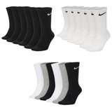 NIKE Unisex Tennis Socks, 6-pack - Cushioned - Training Crew Socks, Solid Color, Logo