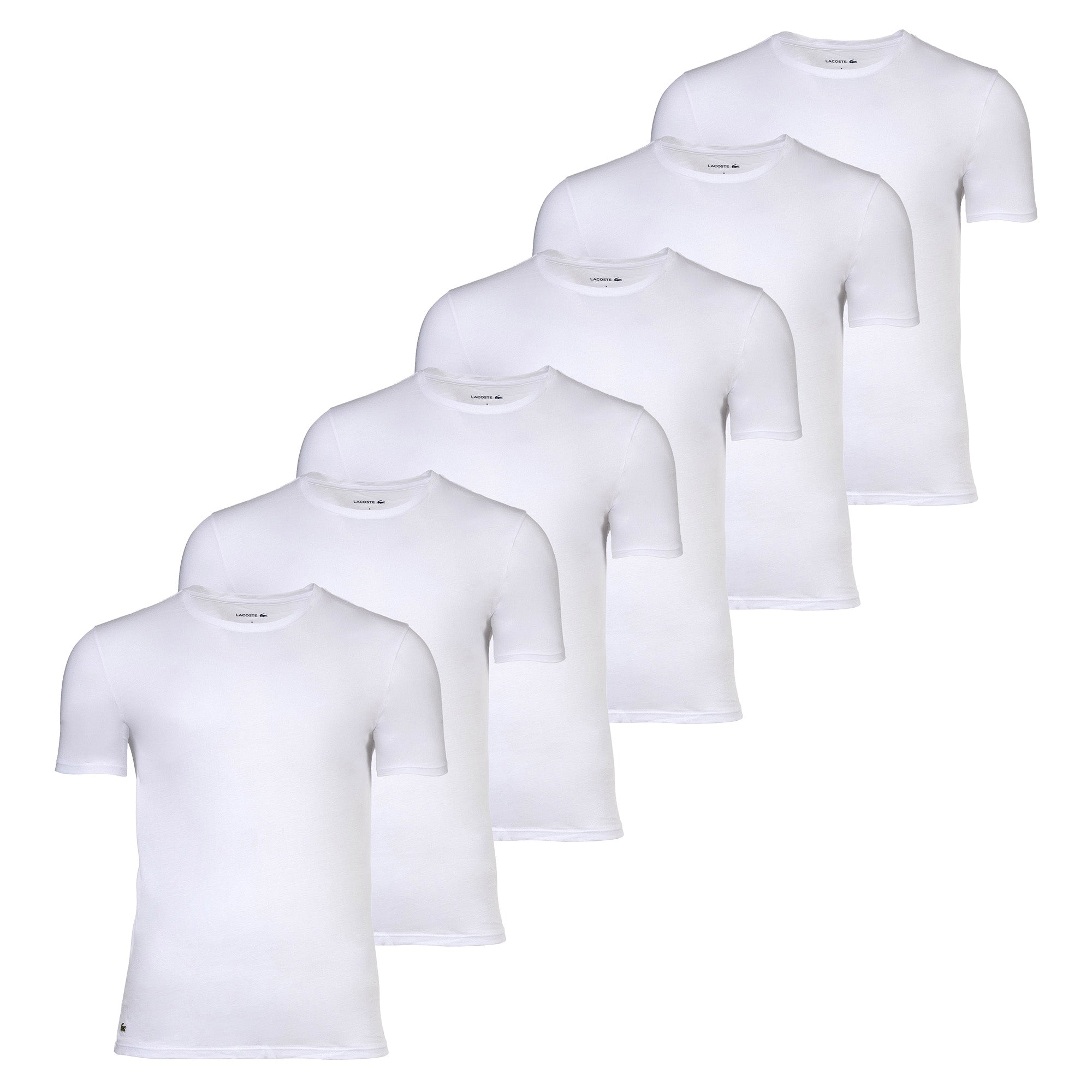 LACOSTE Men's T-Shirts, 6-pack - Essentials, Round Neck, Slim Fit, Cotton, Solid Color