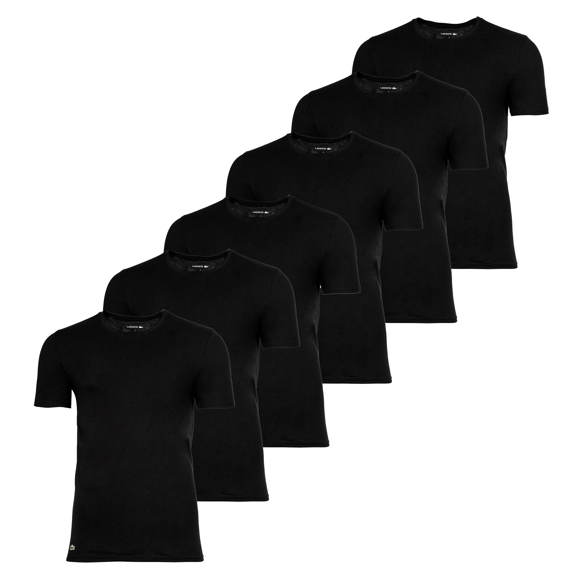 LACOSTE Herren T-Shirts, 6er Pack - Essentials, Rundhals, Slim Fit, Baumwolle, einfarbig