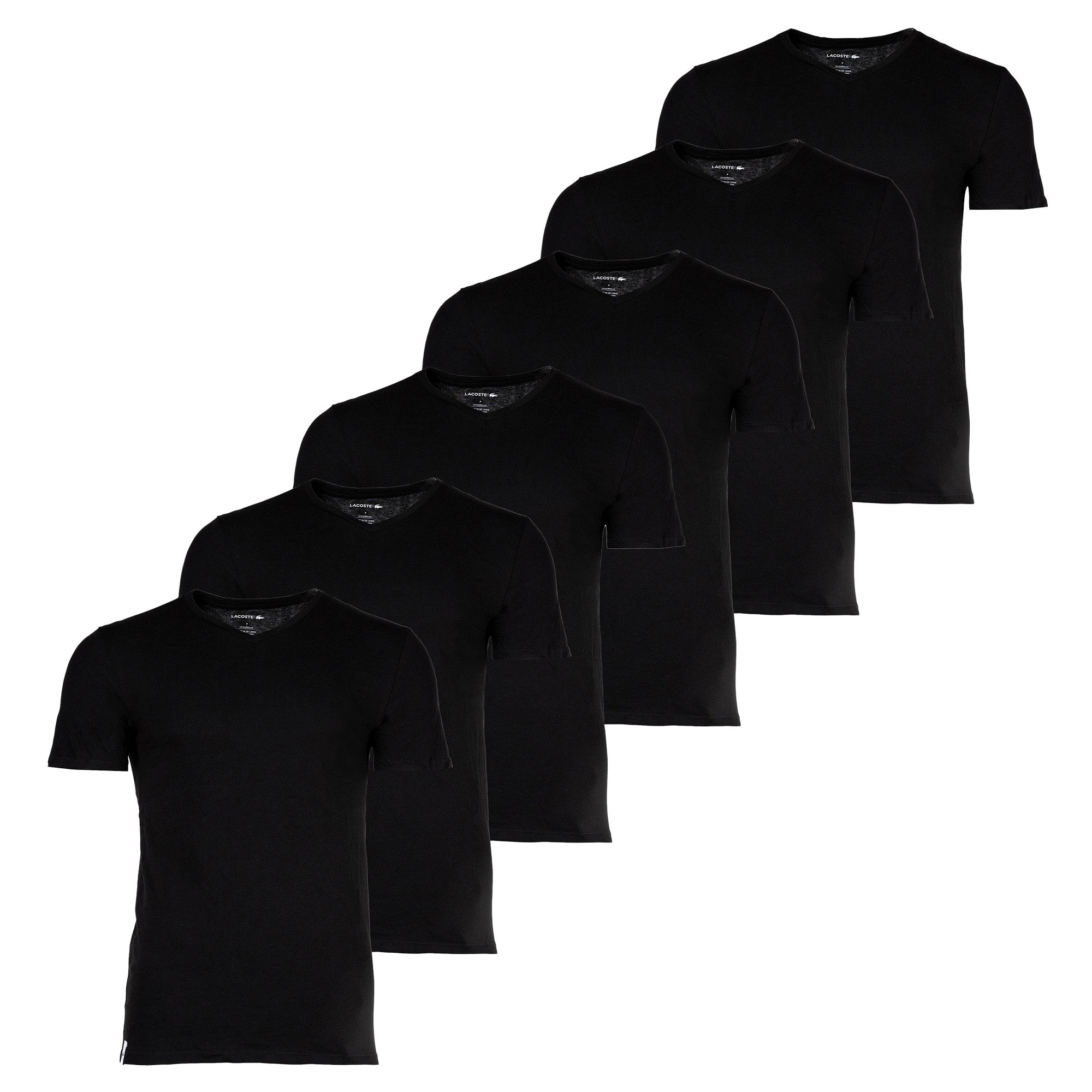 LACOSTE Herren T-Shirts, 6er Pack - Essentials, V-Ausschnitt, Slim Fit, Baumwolle, einfarbig