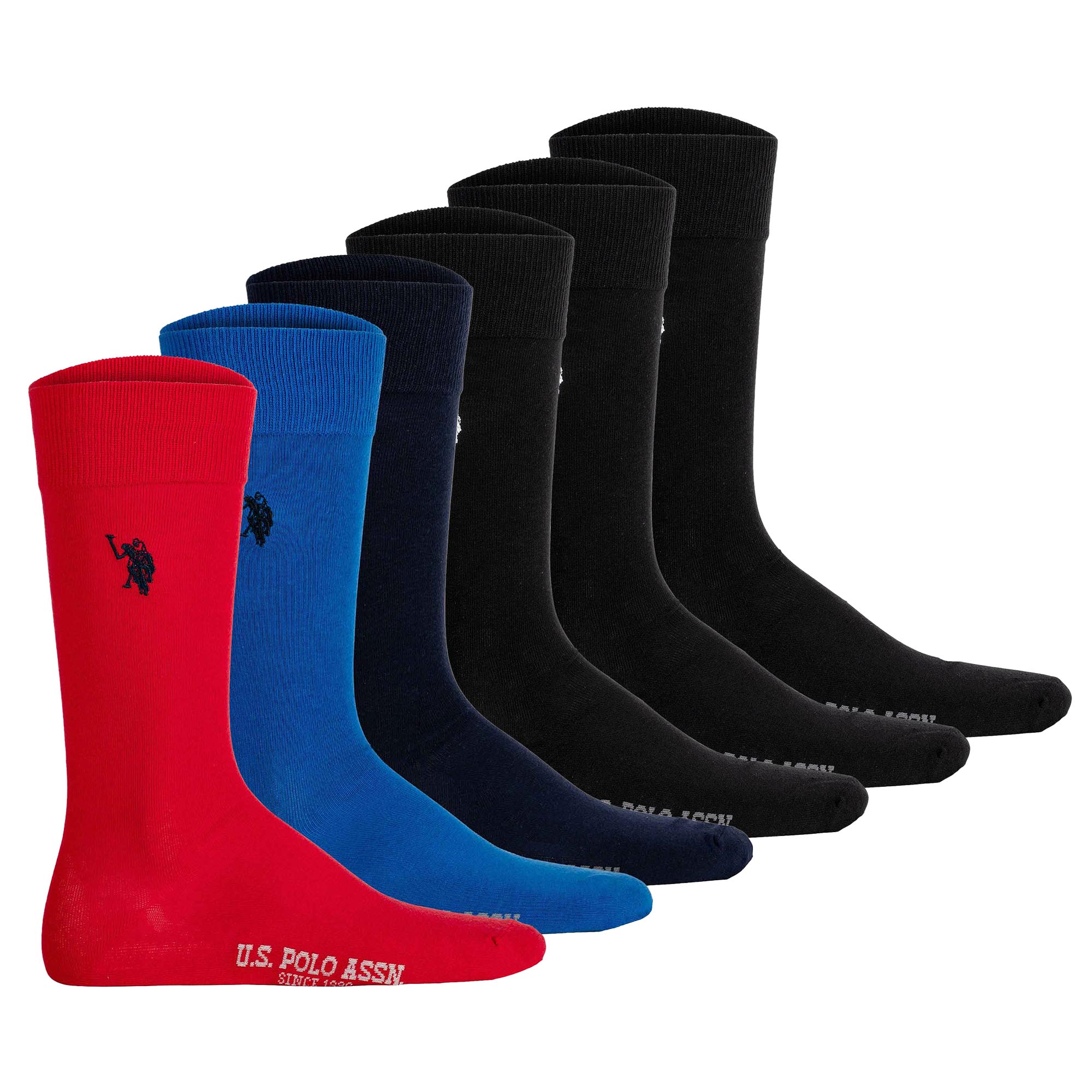 U.S. POLO ASSN. Herren Socken, 6er Pack - Business-Socken, Logo, Baumwoll-Mix
