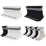 adidas Unisex Socken, 9er Pack - 3-Stripes Cushioned Sportswear Crew Socks, Logo, Streifen, gepolstert