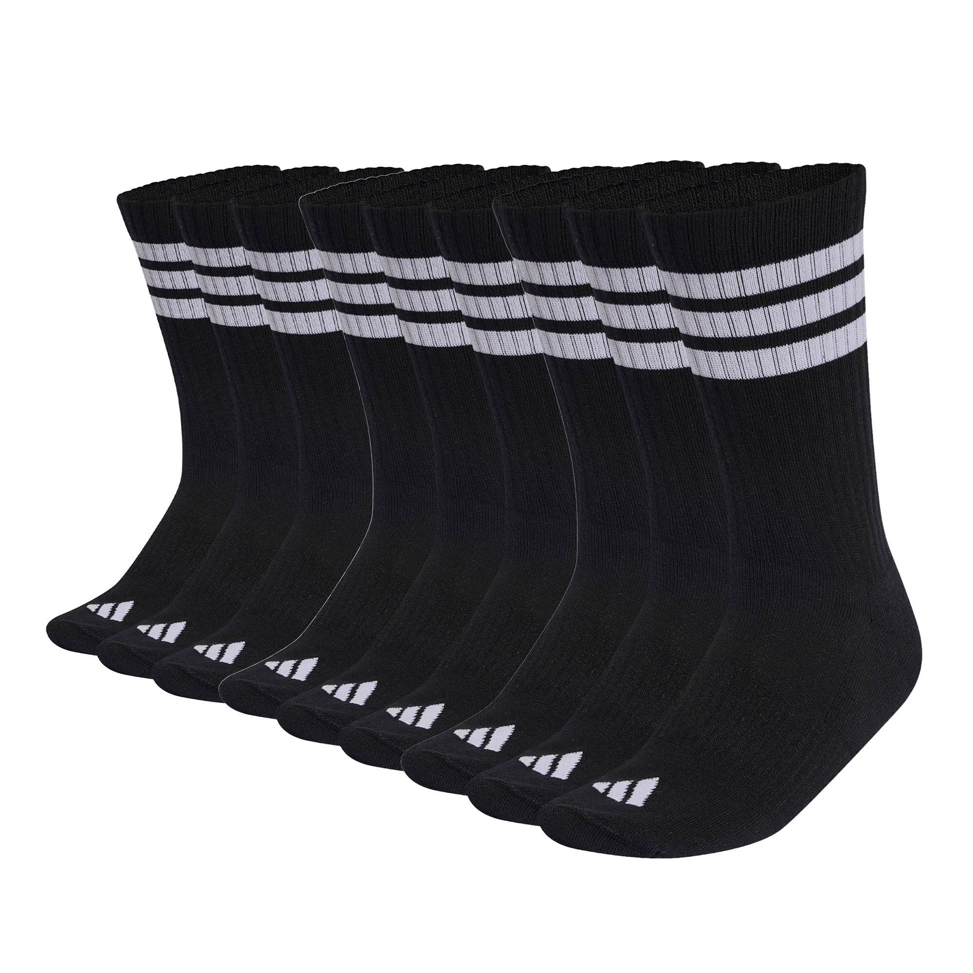 adidas Unisex Socken, 9er Pack - 3-Stripes Cushioned Sportswear Crew Socks, Logo, Streifen, gepolstert