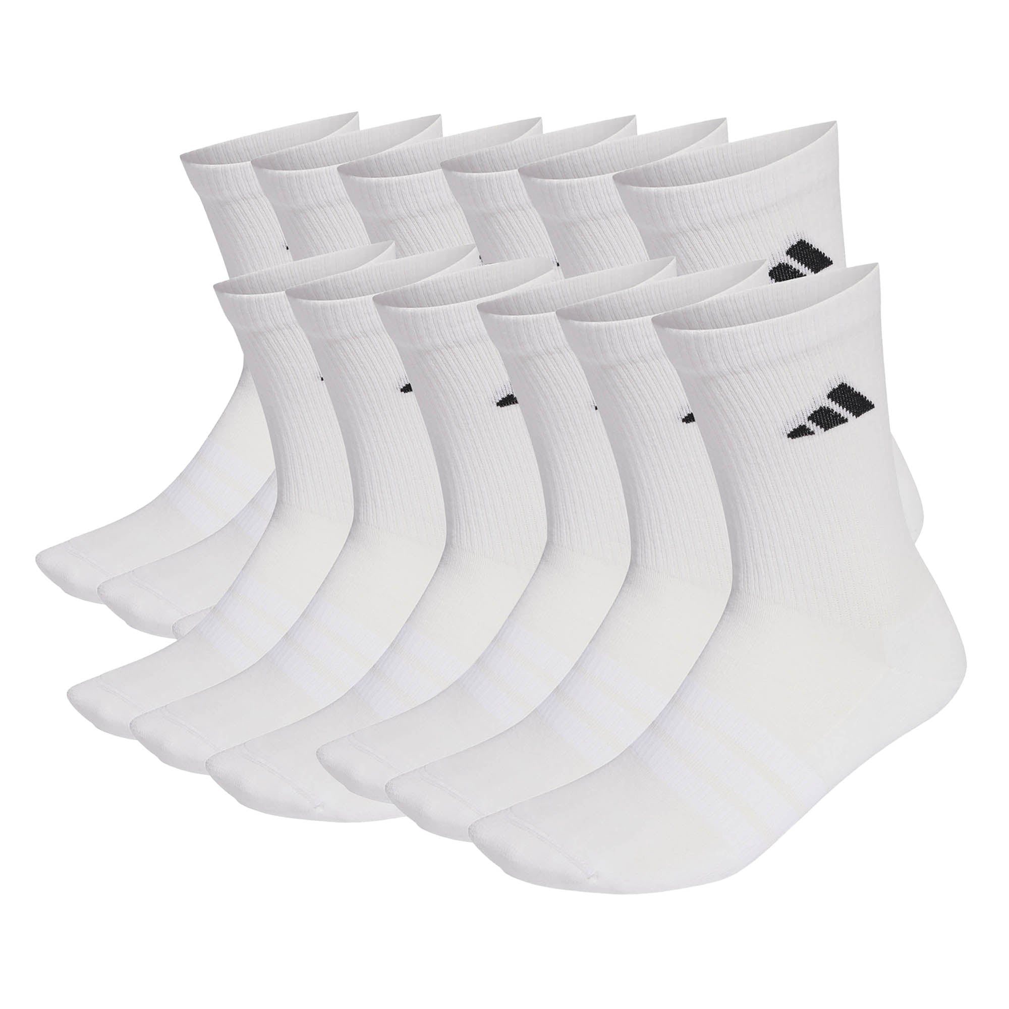 adidas Unisex Socks, 12-pack - Cushioned Crew Socks, Logo, padded, Solid Color