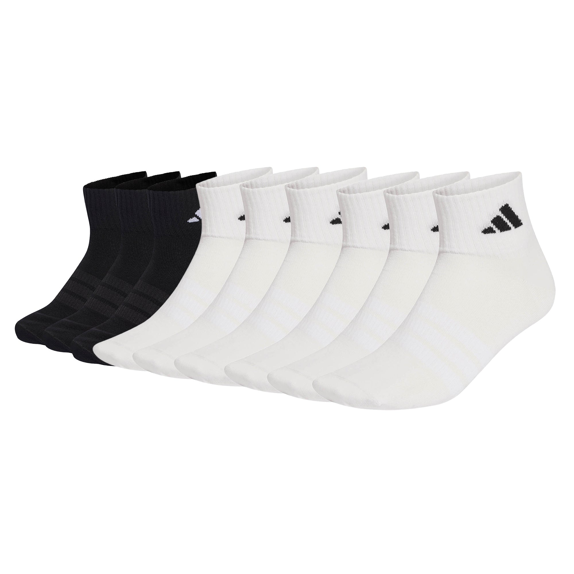 adidas unisex quarter socks, 9-pack - Thin & Light Sportswear Ankle Socks, logo, solid colour
