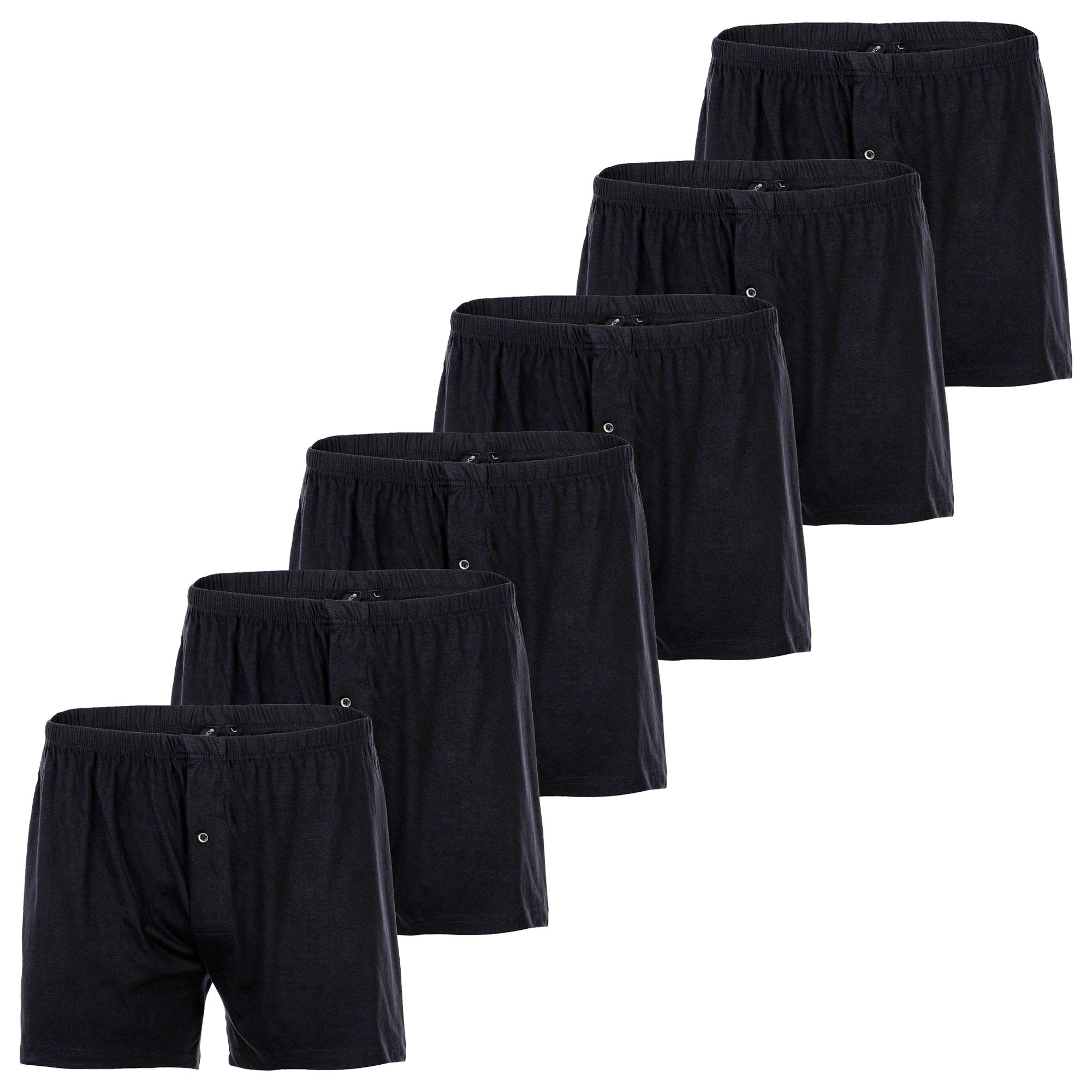 YOURBASICS Herren Jersey-Boxershorts, 6er Pack - Cotton, Eingriff mit Knopf, Muster, Multipack
