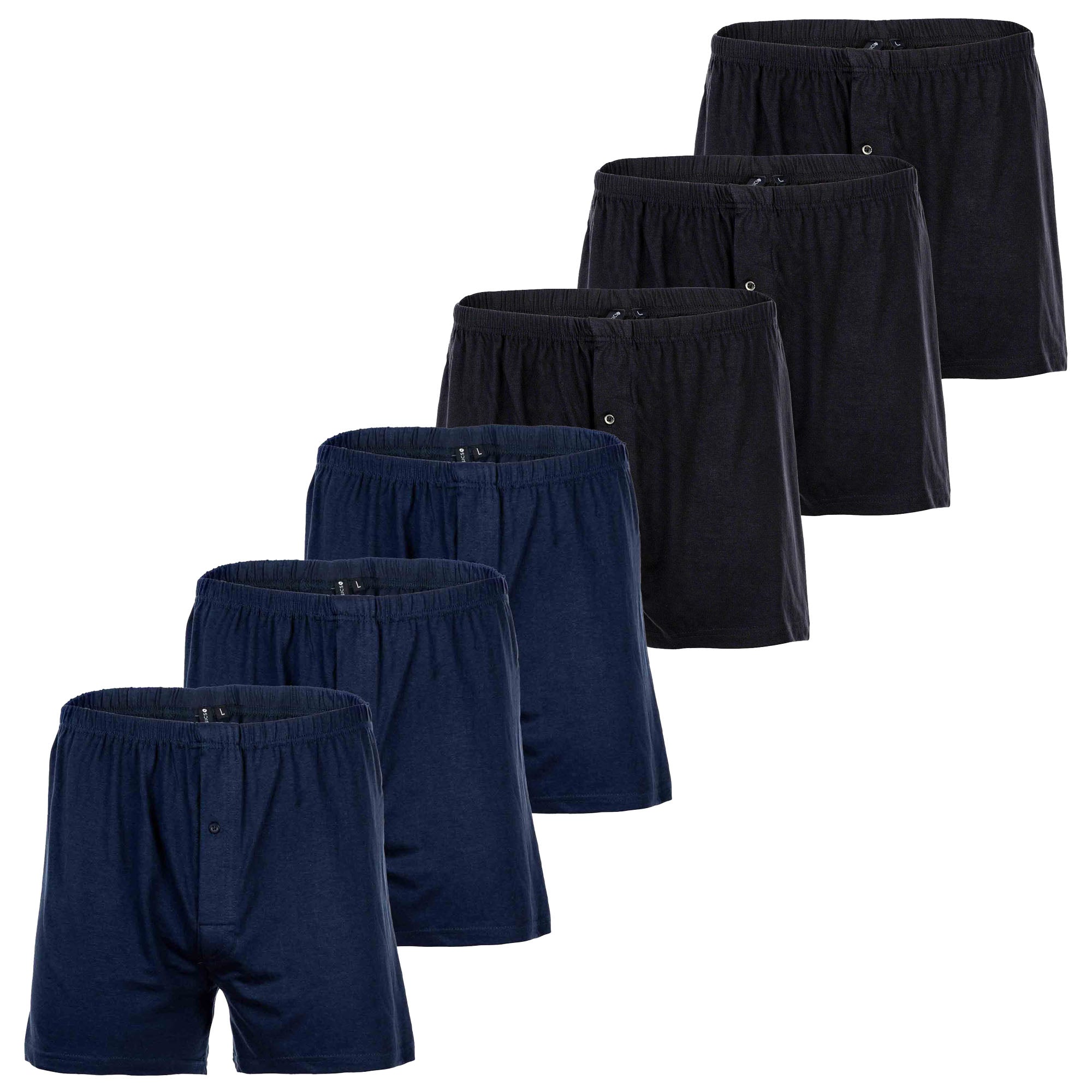 YOURBASICS Herren Jersey-Boxershorts, 6er Pack - Cotton, Eingriff mit Knopf, Muster, Multipack