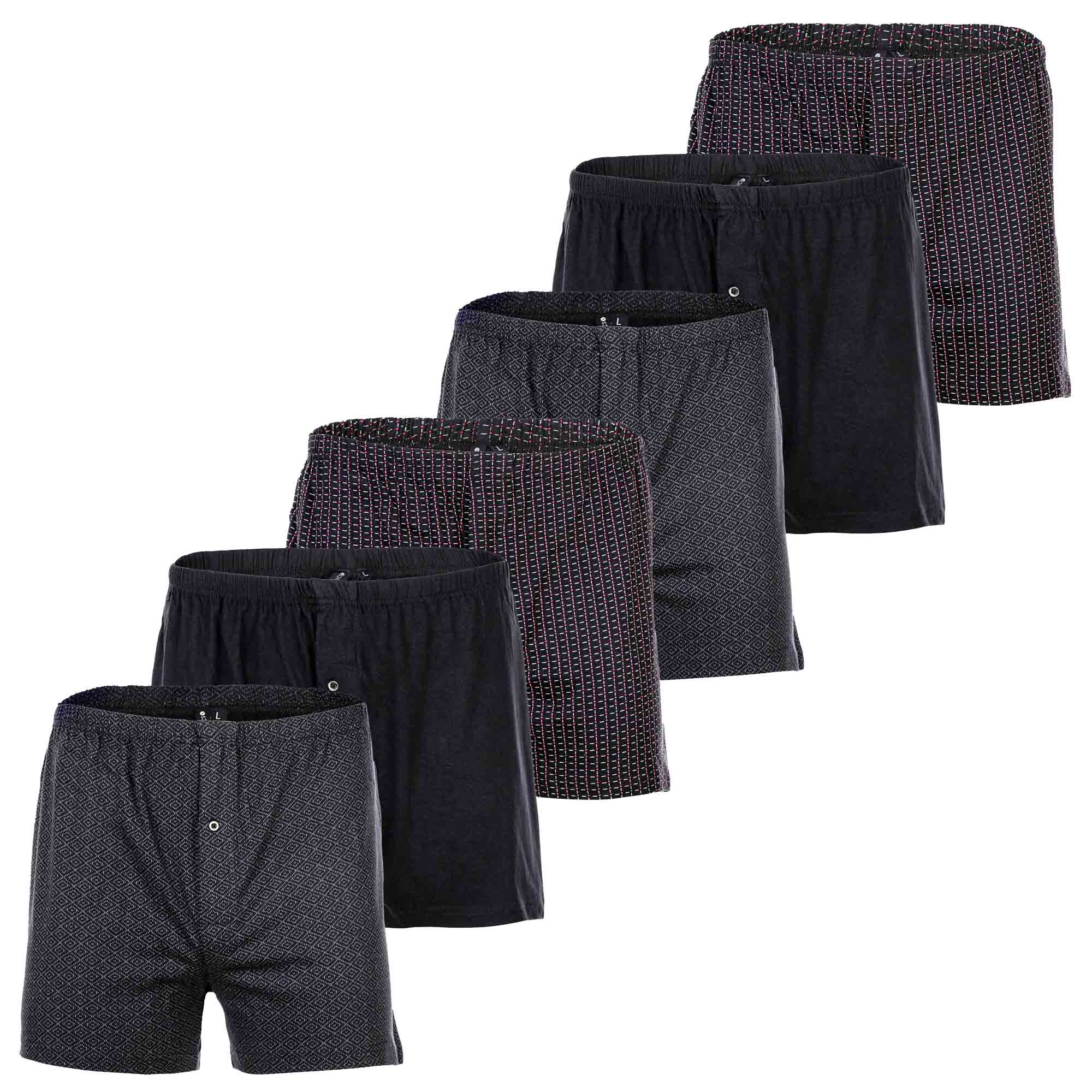 YOURBASICS Herren Jersey-Boxershorts, 6er Pack - Cotton, Eingriff mit Knopf, Muster, Multipack