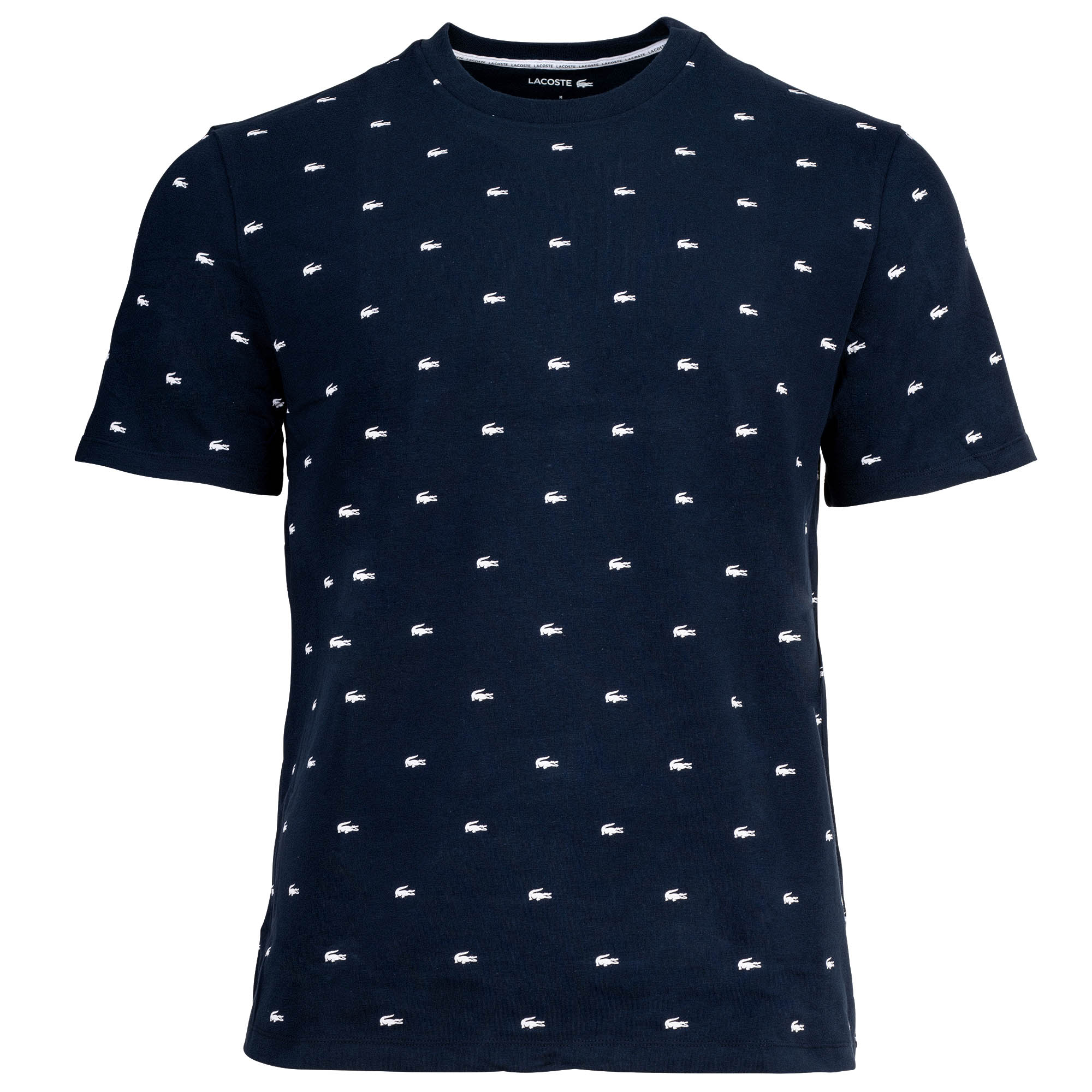 LACOSTE men's T-shirt - loungewear, round neck, cotton blend, pattern