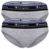 Champion Damen Bikini-Slips, 2er Pack - Slips, Logo-Bund, einfarbig