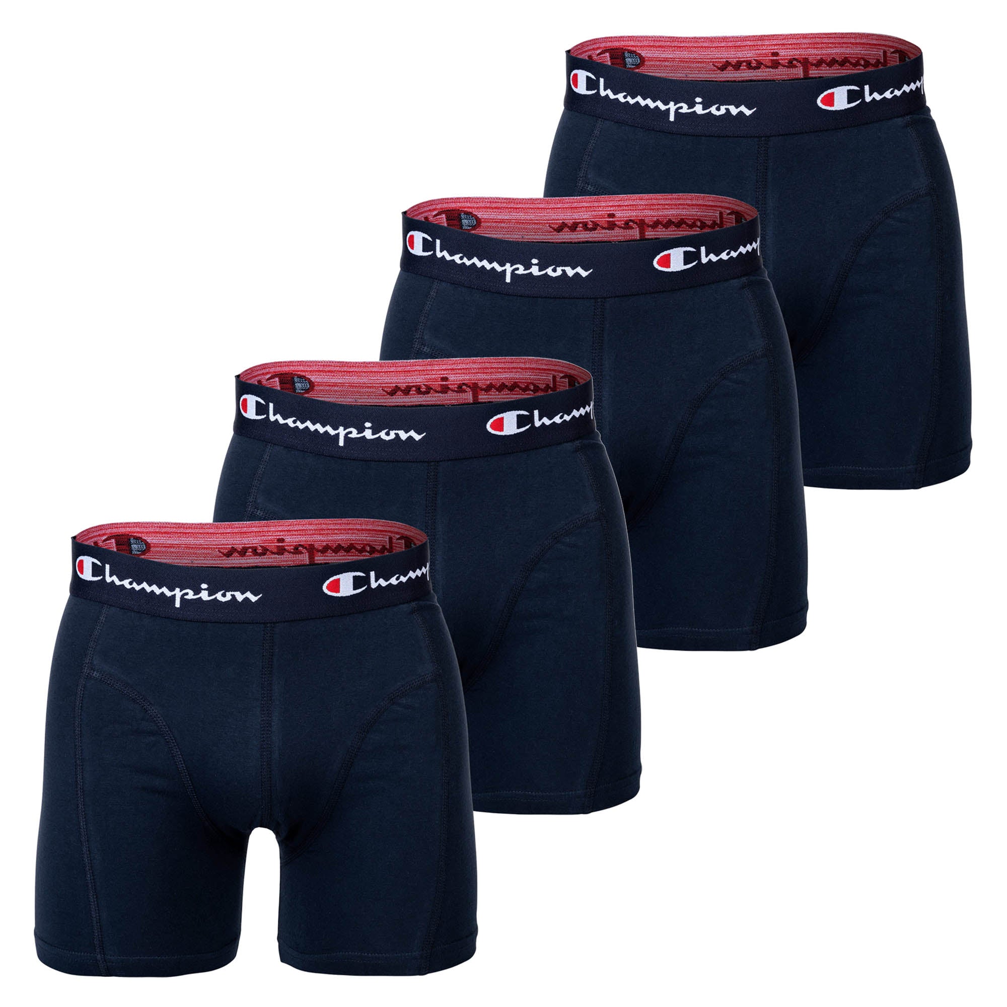 Champion Herren Boxershorts, 4er Pack - Baumwolle, Logobund, einfarbig