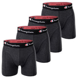 Champion Herren Boxershorts, 4er Pack - Baumwolle, Logobund, einfarbig