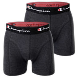 Champion Herren Boxershorts, 2er Pack - Baumwolle, Logobund, einfarbig