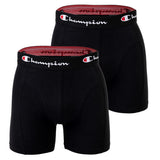 Champion Herren Boxershorts, 2er Pack - Baumwolle, Logobund, einfarbig