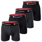 Champion Herren Boxershorts, 4er Pack - Baumwolle, Logobund, einfarbig
