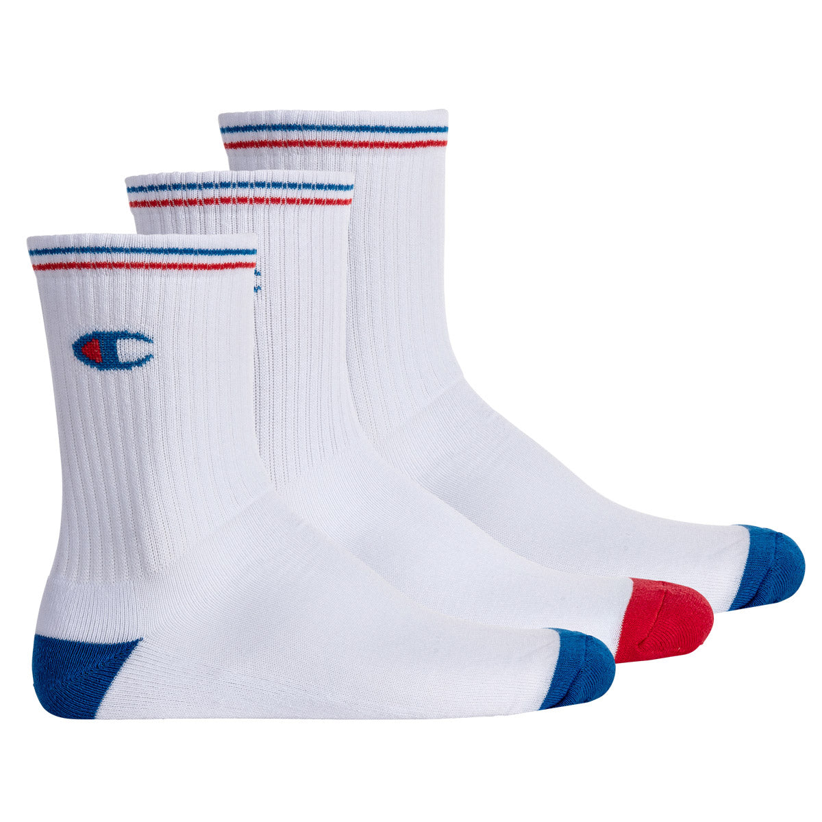 Champion Unisex Socken, 3 Paar - Crew Socken, Logo, Streifen