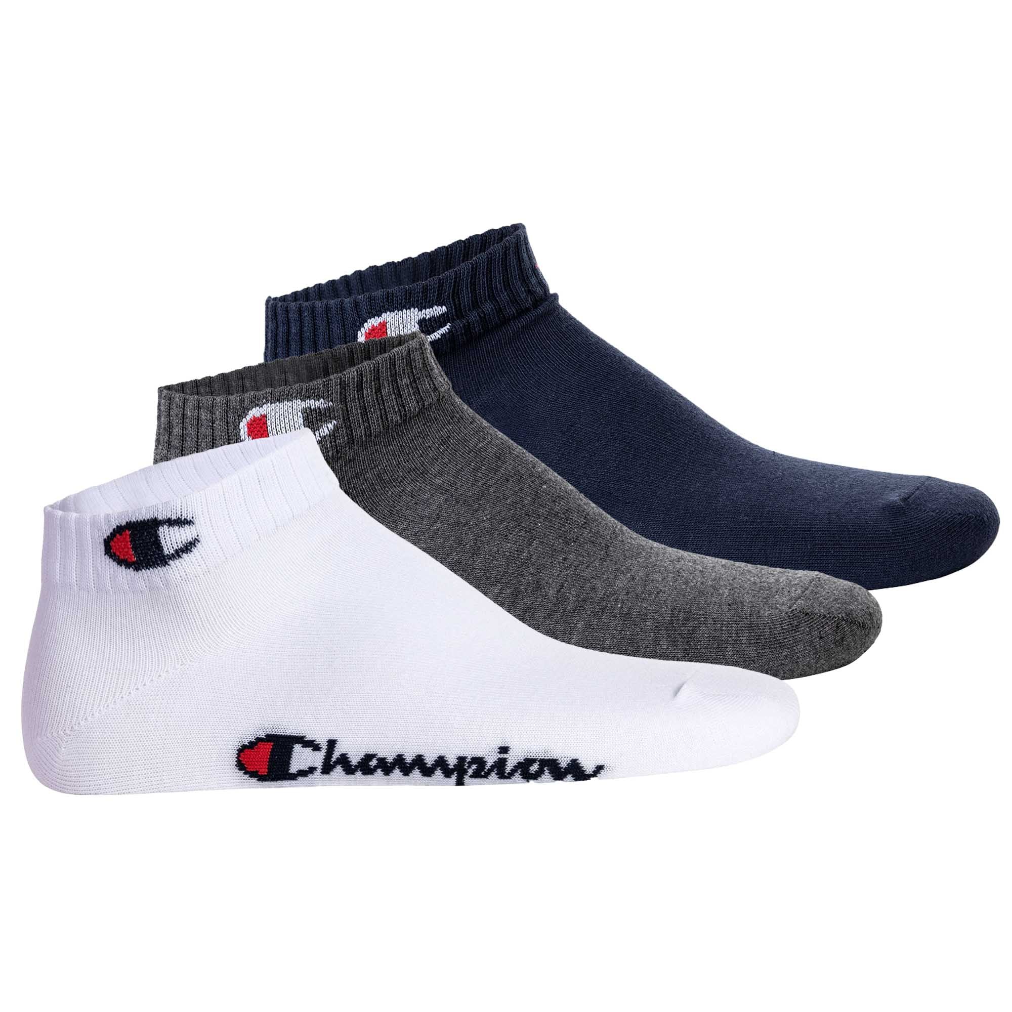 Champion Unisex Socken, 3er Pack - Quarter Socken, Basic, Logo